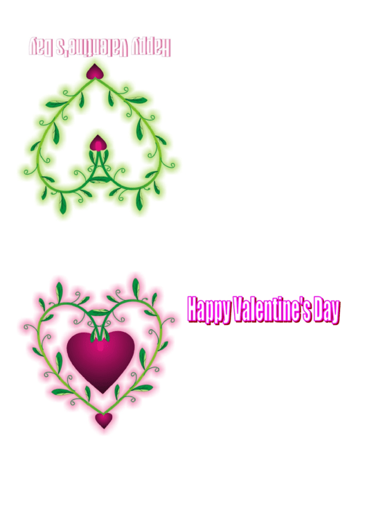 Green Heart Valentine Card Template Printable pdf