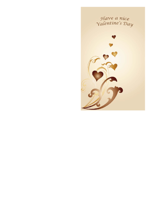 Golden Hearts Valentine Card Template Printable pdf