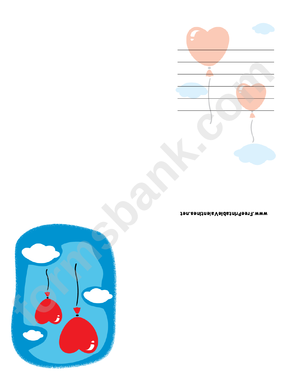 Heart Balloons Valentine Card Template