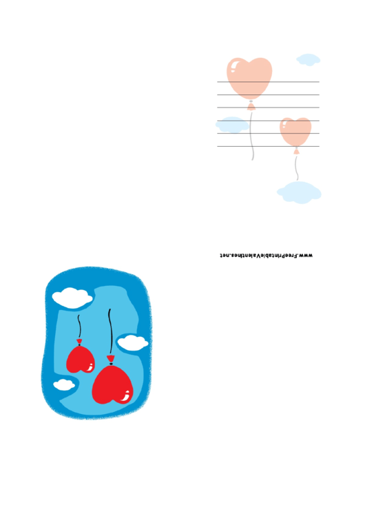 Heart Balloons Valentine Card Template Printable pdf