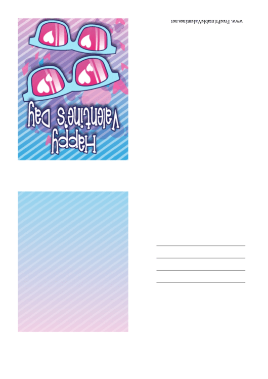Sunglasses Small Valentine Card Template Printable pdf