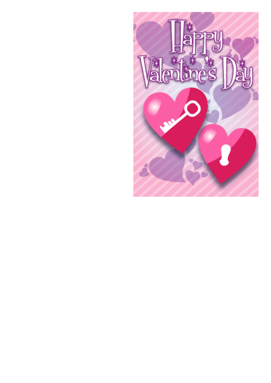 Lock And Key Hearts Valentine Card Template Printable pdf
