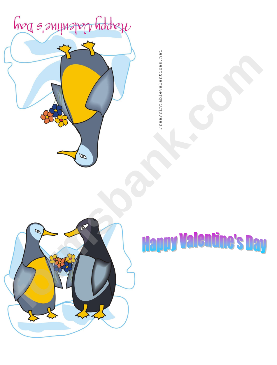 Penguins Valentine Card Template