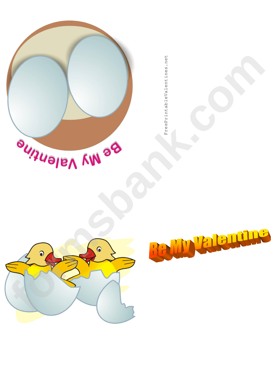 Two Ducklings Valentine Card Template
