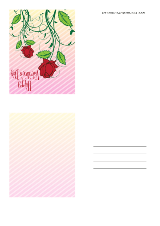 Roses With Stems Small Valentine Card Template Printable pdf
