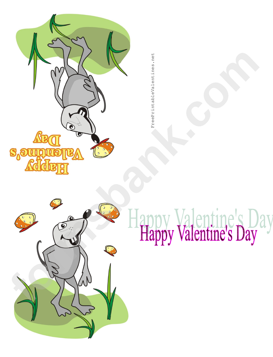 Happy Mouse Valentine Card Template