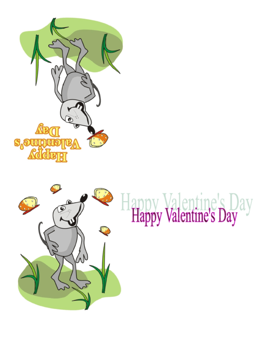 Happy Mouse Valentine Card Template Printable pdf