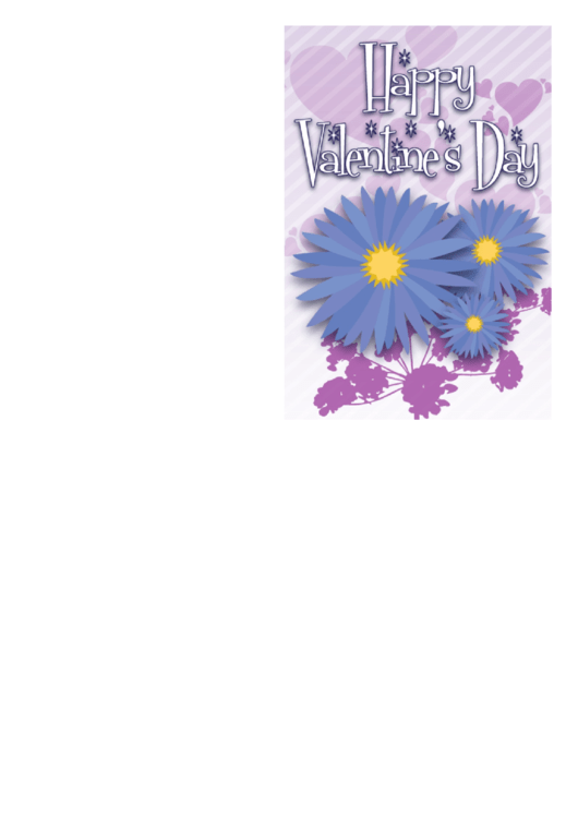 Blue Flowers Valentine Card Template Printable pdf