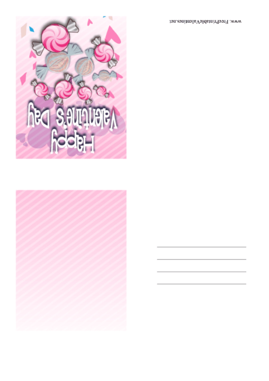 Candy Small Valentine Card Template Printable pdf