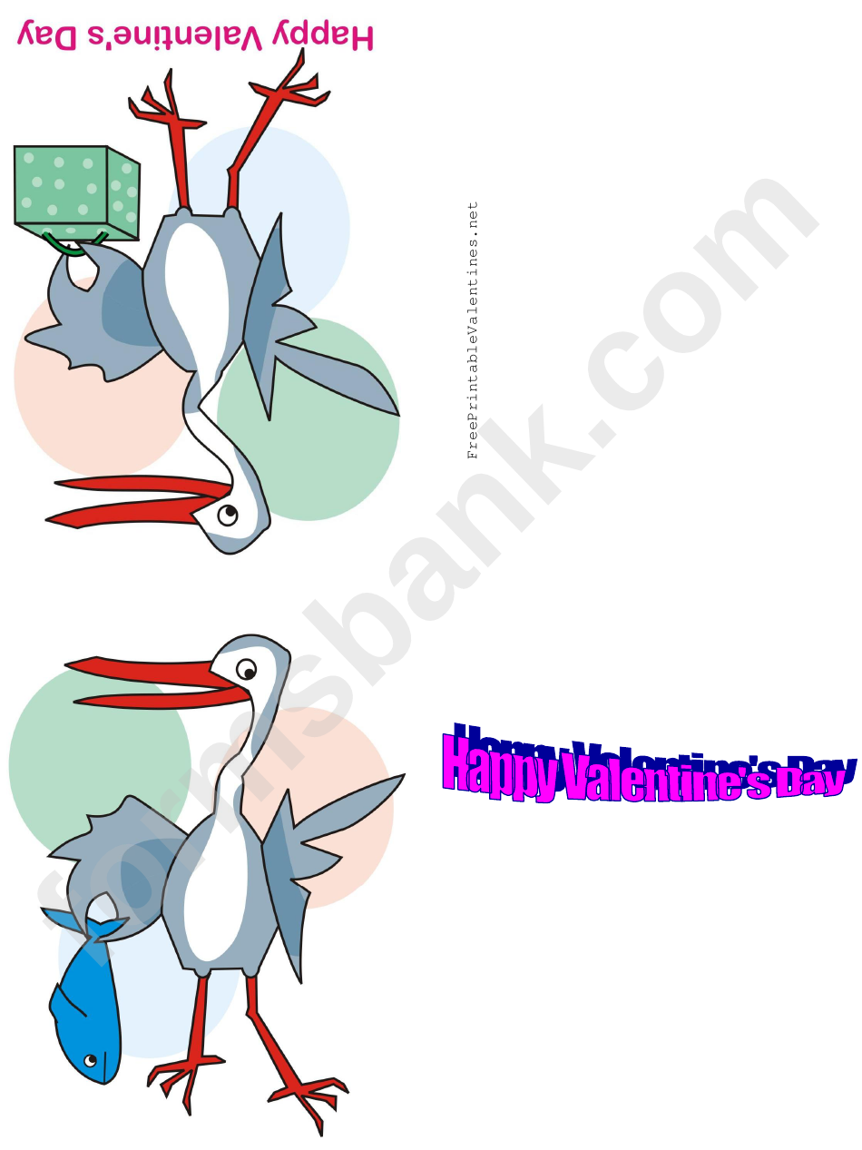 Stork And Fish Valentine Card Template