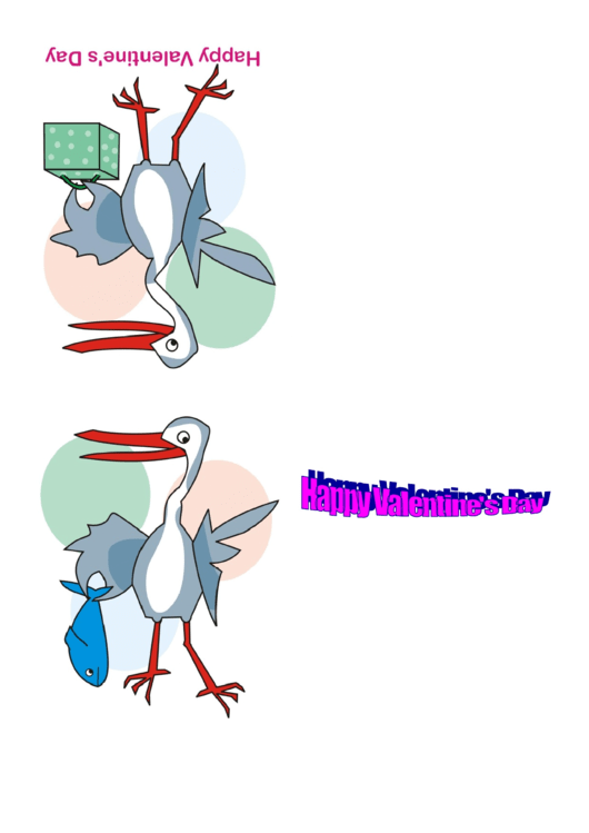 Stork And Fish Valentine Card Template Printable pdf