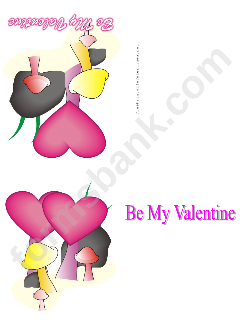 Mushrooms And Hearts Valentine Card Template