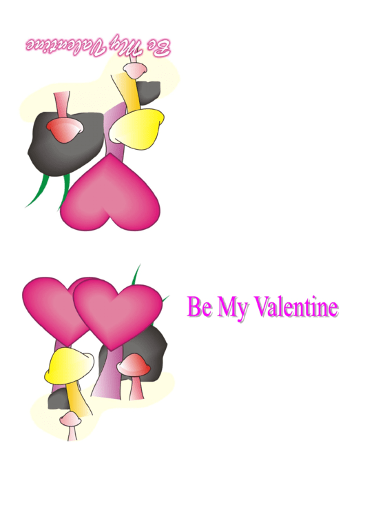 Mushrooms And Hearts Valentine Card Template Printable pdf