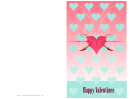 Aqua Hearts Valentine Card Template