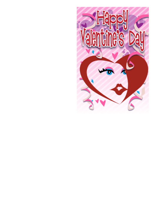 Face In A Heart Valentine Card Template Printable pdf