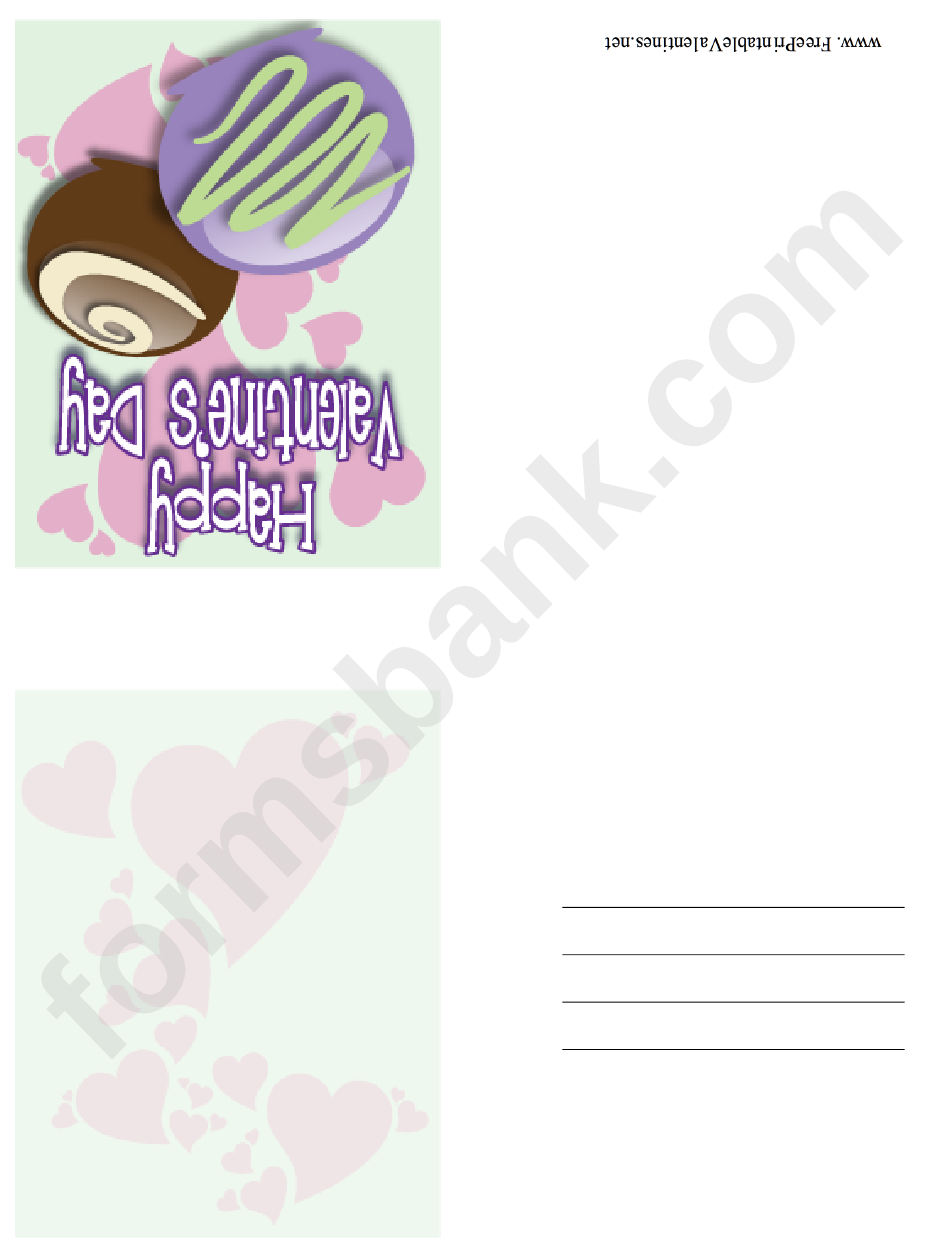 Sweet Treats Small Valentine Card Template