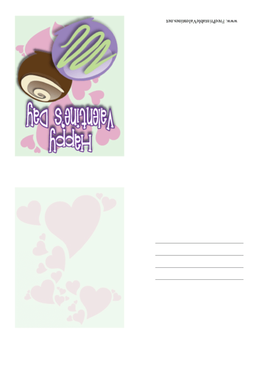 Sweet Treats Small Valentine Card Template Printable pdf