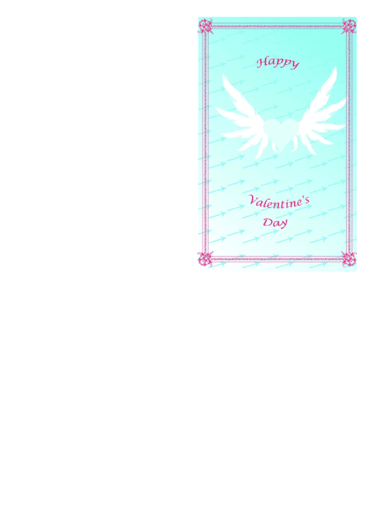 Winged Heart Valentine Card Template Printable pdf