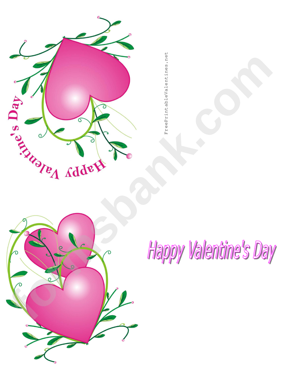 Pink Heart Valentine Card Template