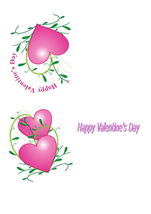 Pink Heart Valentine Card Template Printable pdf