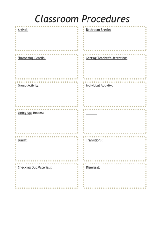 Classroom Procedures Schedule Template Printable pdf