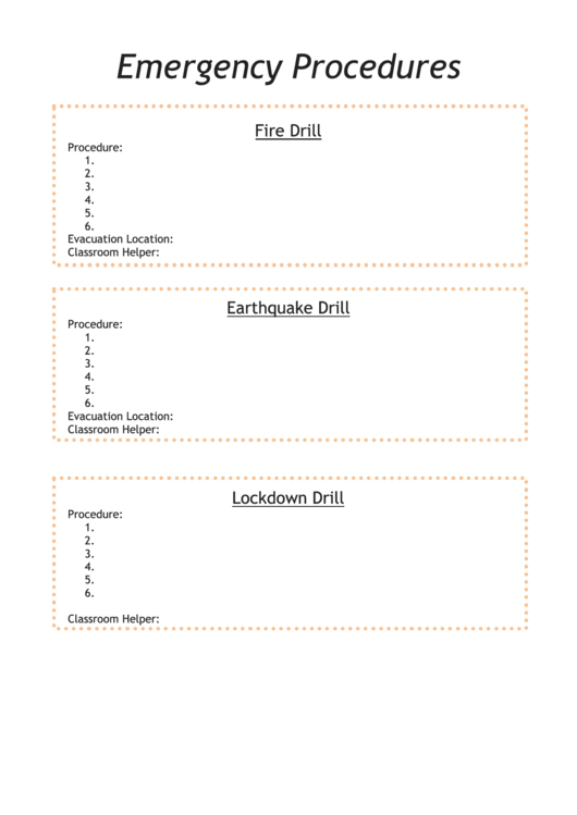 School Emergency Procedures Plan Template Printable pdf