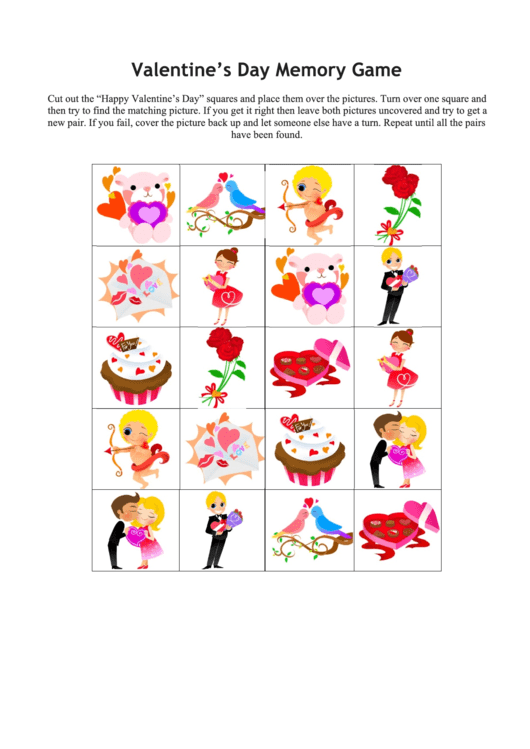 Valentine S Day Memory Game Template Printable Pdf Download