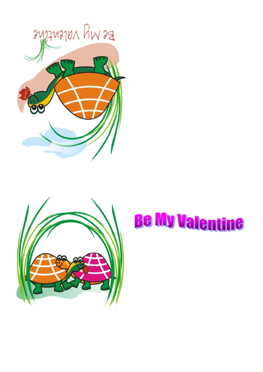 Happy Turtle Valentine Card Template Printable pdf