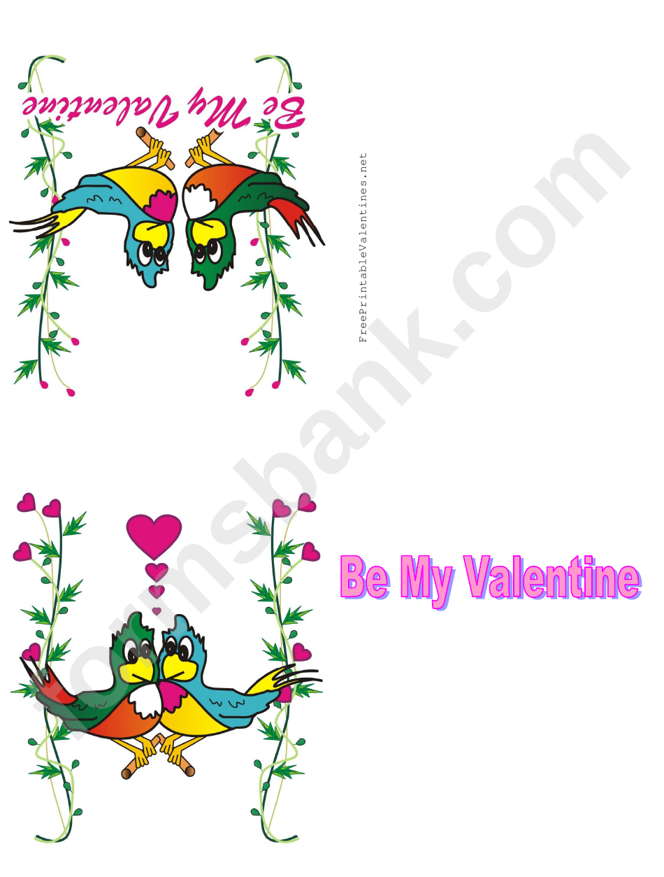 Two Parrots Valentine Card Template