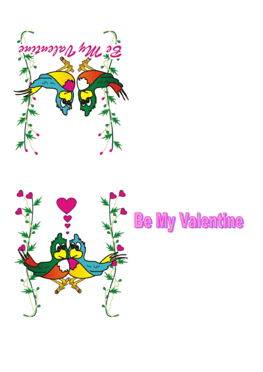 Two Parrots Valentine Card Template Printable pdf