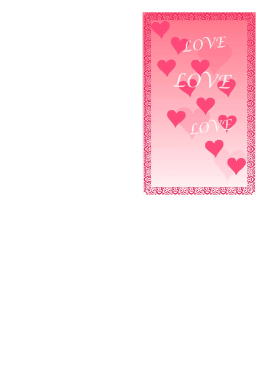 Hearts And Border Valentine Card Template Printable pdf