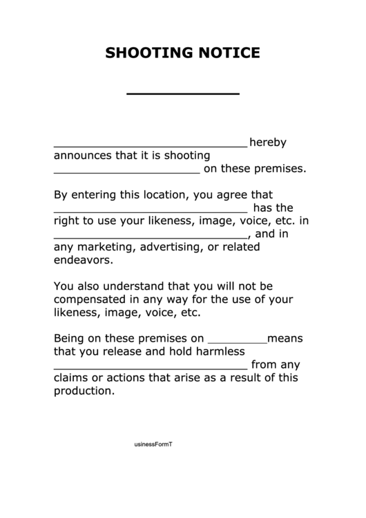 Shooting Notice Printable pdf