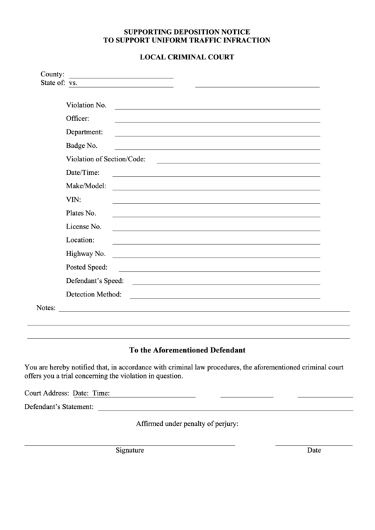 Supporting Deposition Notice Printable pdf