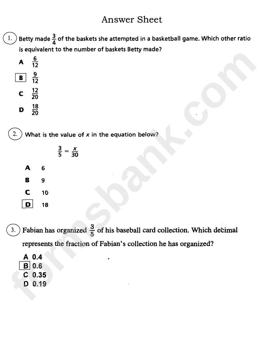 Compare And Order Fractions, Decimals And Mixed Numbers Worksheet With Answers