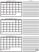 August To October - Calendar Template - 2017