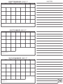 September To November - Calendar Template - 2017