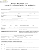 Special Event Permit/facility Use Application Form - Parks And Recreation Department - City Of Claremont