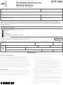 Form Dtf-664 - Tax Shelter Disclosure For Material Advisors - 2014 Printable pdf