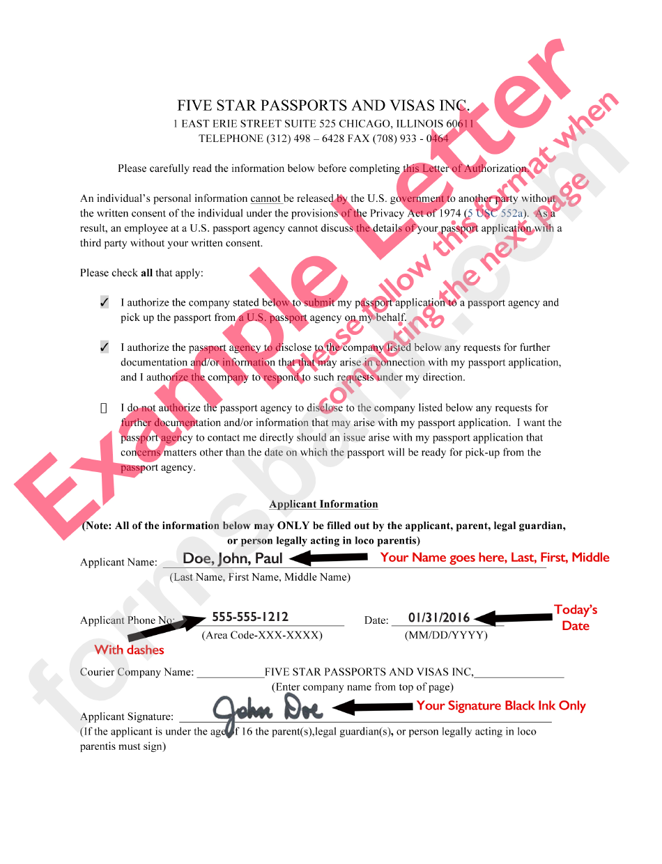 Passport Application Form With Example