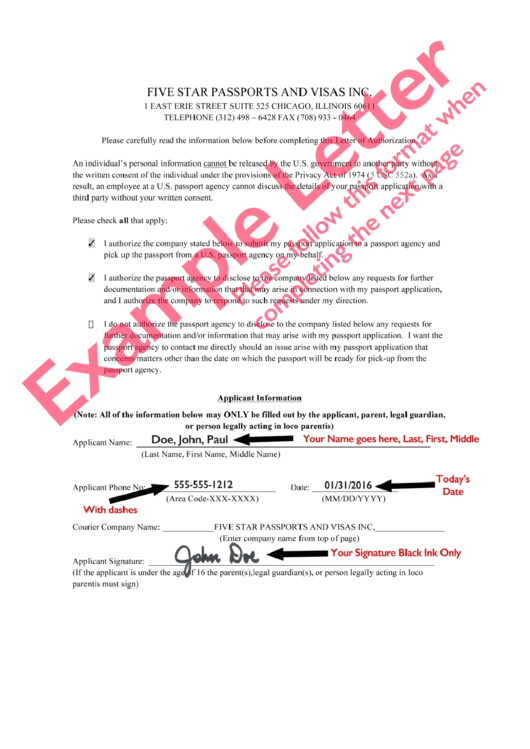 Passport Application Form With Example Printable pdf