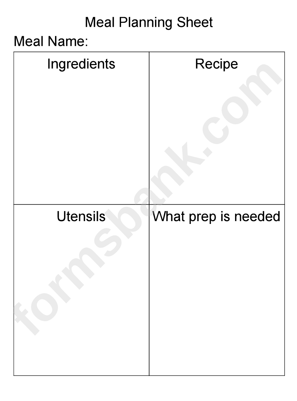 Meal Planning Sheet