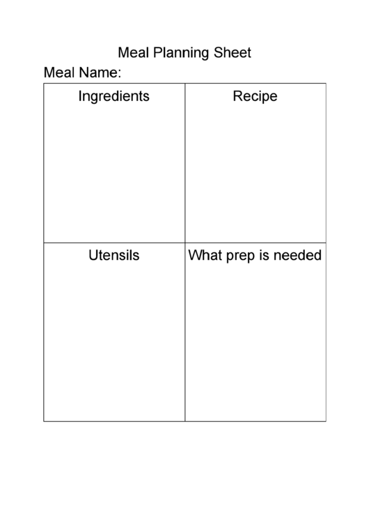 Meal Planning Sheet Printable pdf