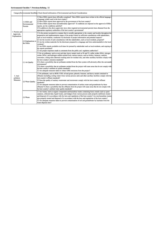Environmental Checklist: 7 Petroleum Refining Printable pdf