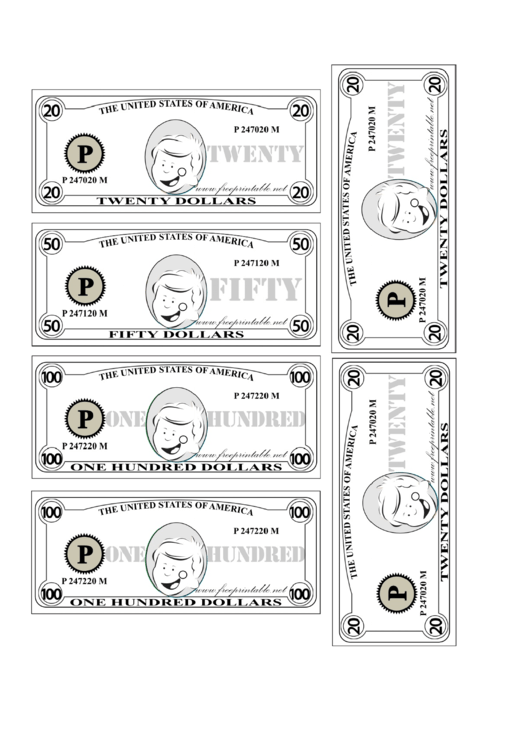 Mini Play Money Bills Printable pdf