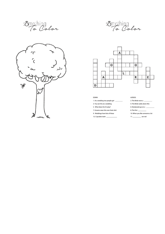Wedding Crossword Puzzle Printable pdf