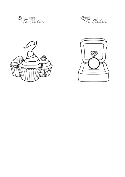Cupcake And Diamond Ring Coloring Sheets
