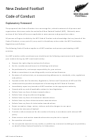 Code Of Conduct - Explanatory Foreword - New Zealand Football (Nzf) Printable pdf