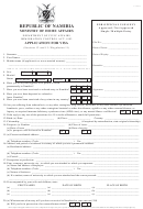 Application For Visa - Republic Of Namibia Ministry Of Home Affairs