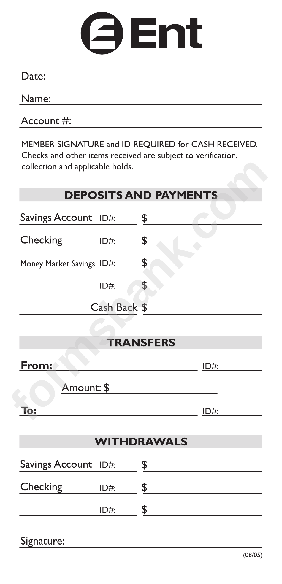 deposit slip ticket template printable pdf download