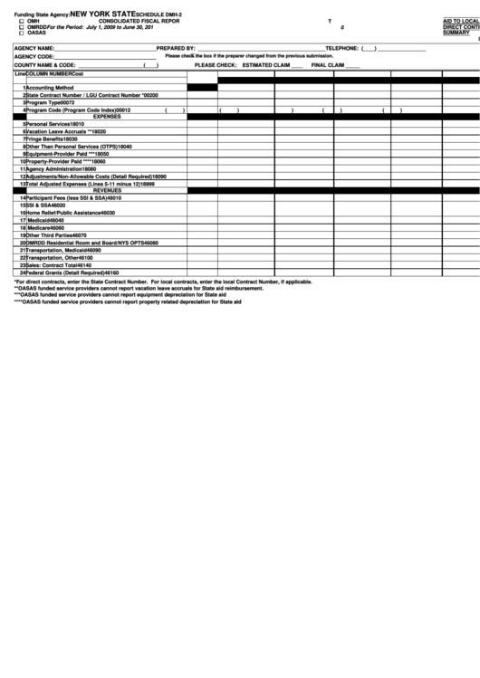 Schedule Dmh-2 - Consolidated Quarterly Report - Office Of Mental Health Of New York State Printable pdf